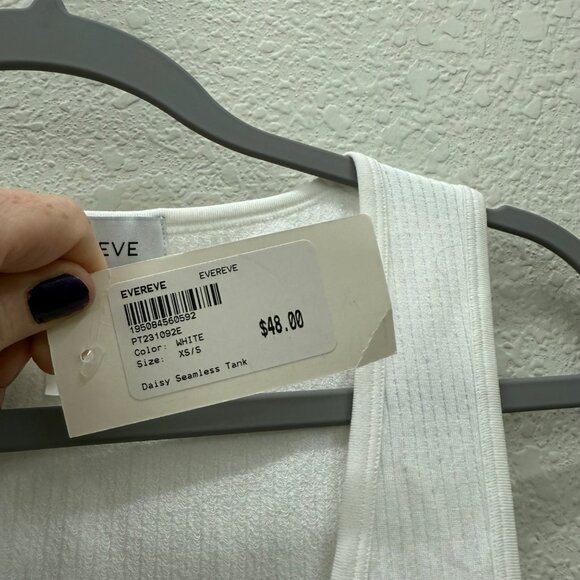 Evereve White Daisy Sleeveless Ribbed Tank Top Shirt Womens size XS/S NEW - Picture 3 of 7